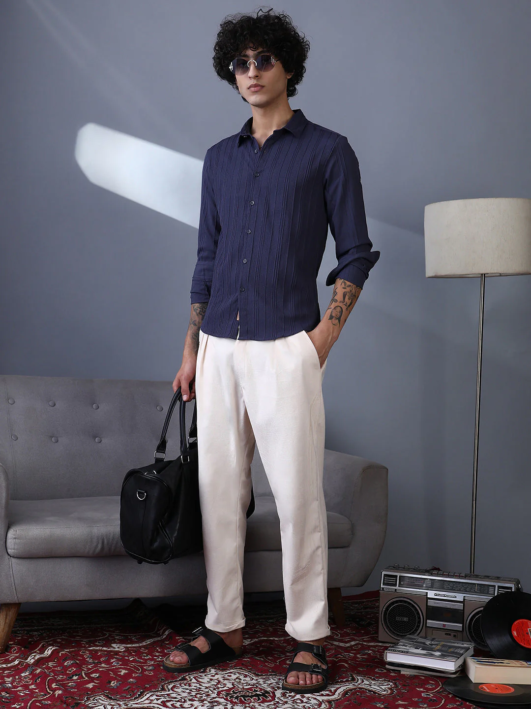 Cuffed Pleated Tailored Trousers - Image 6