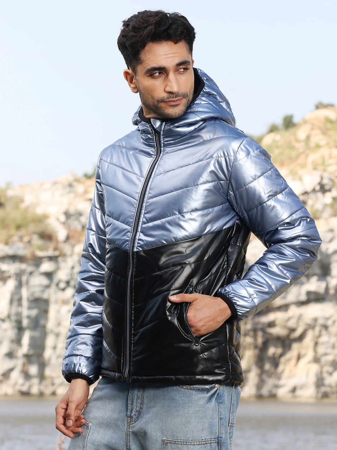 Metallic Quilted Puffer Jacket - Image 3
