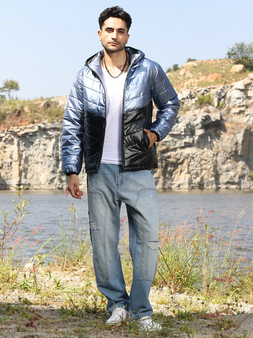 Metallic Quilted Puffer Jacket - Image 5