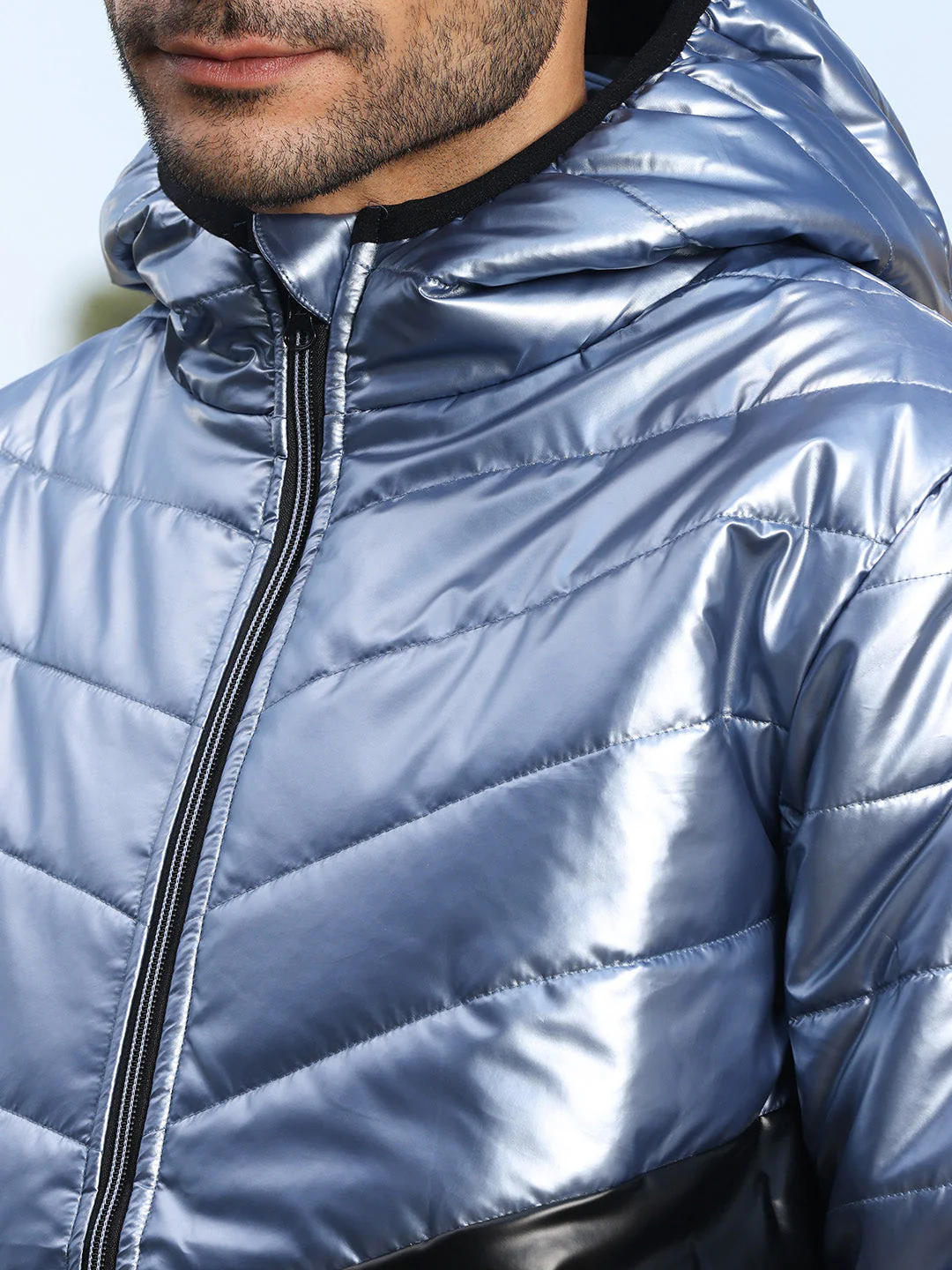 Metallic Quilted Puffer Jacket - Image 7