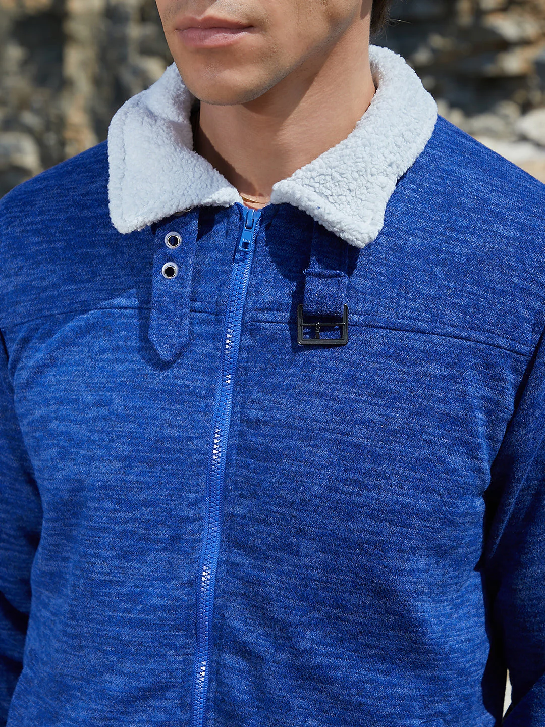 Heathered Jacket With Fleece Detail - Image 11