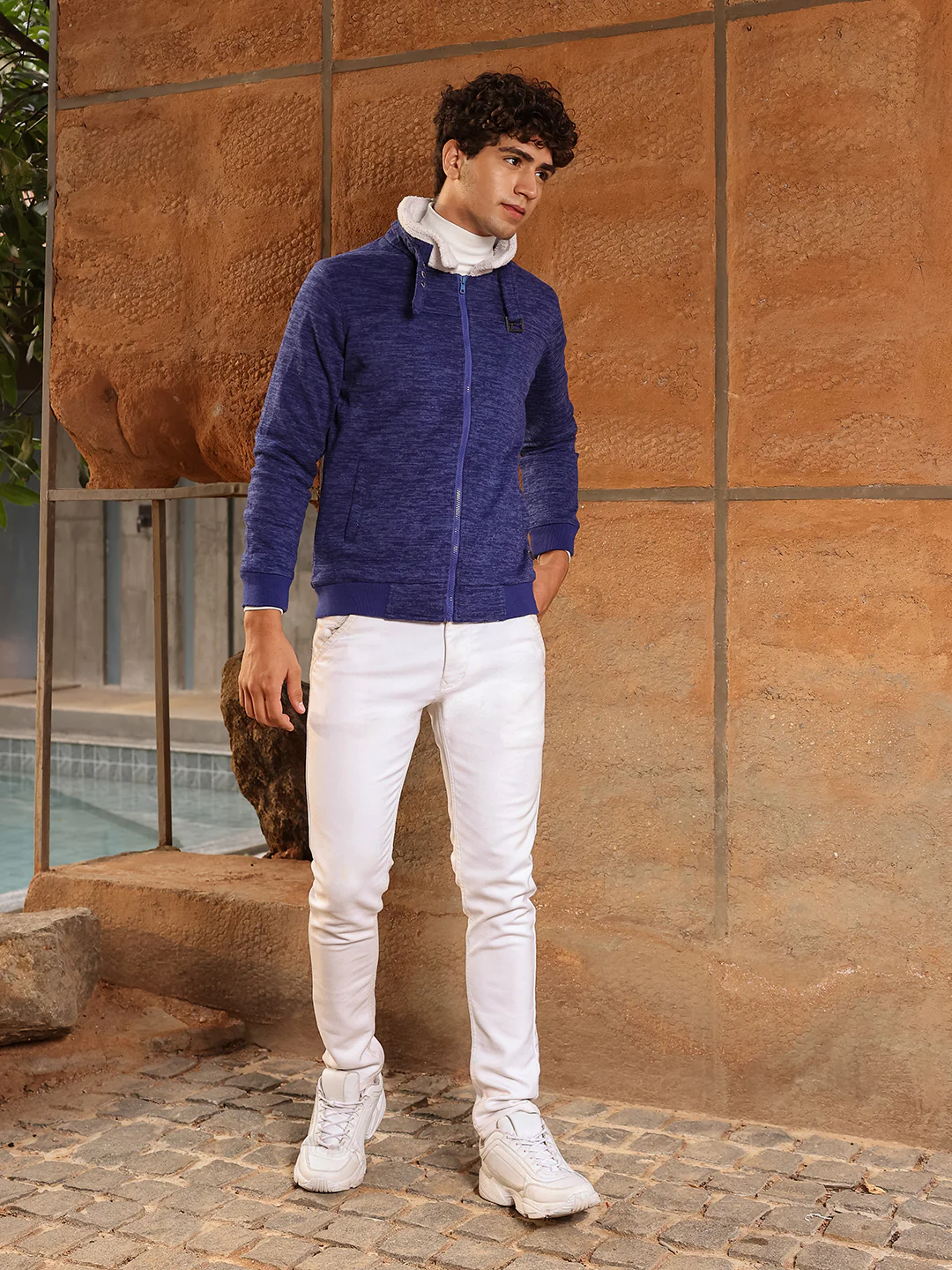 Heathered Jacket With Fleece Detail - Image 5