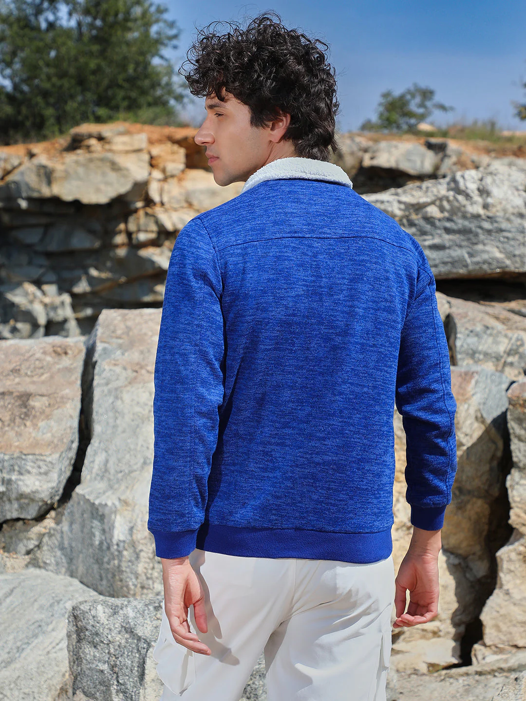 Heathered Jacket With Fleece Detail - Image 8