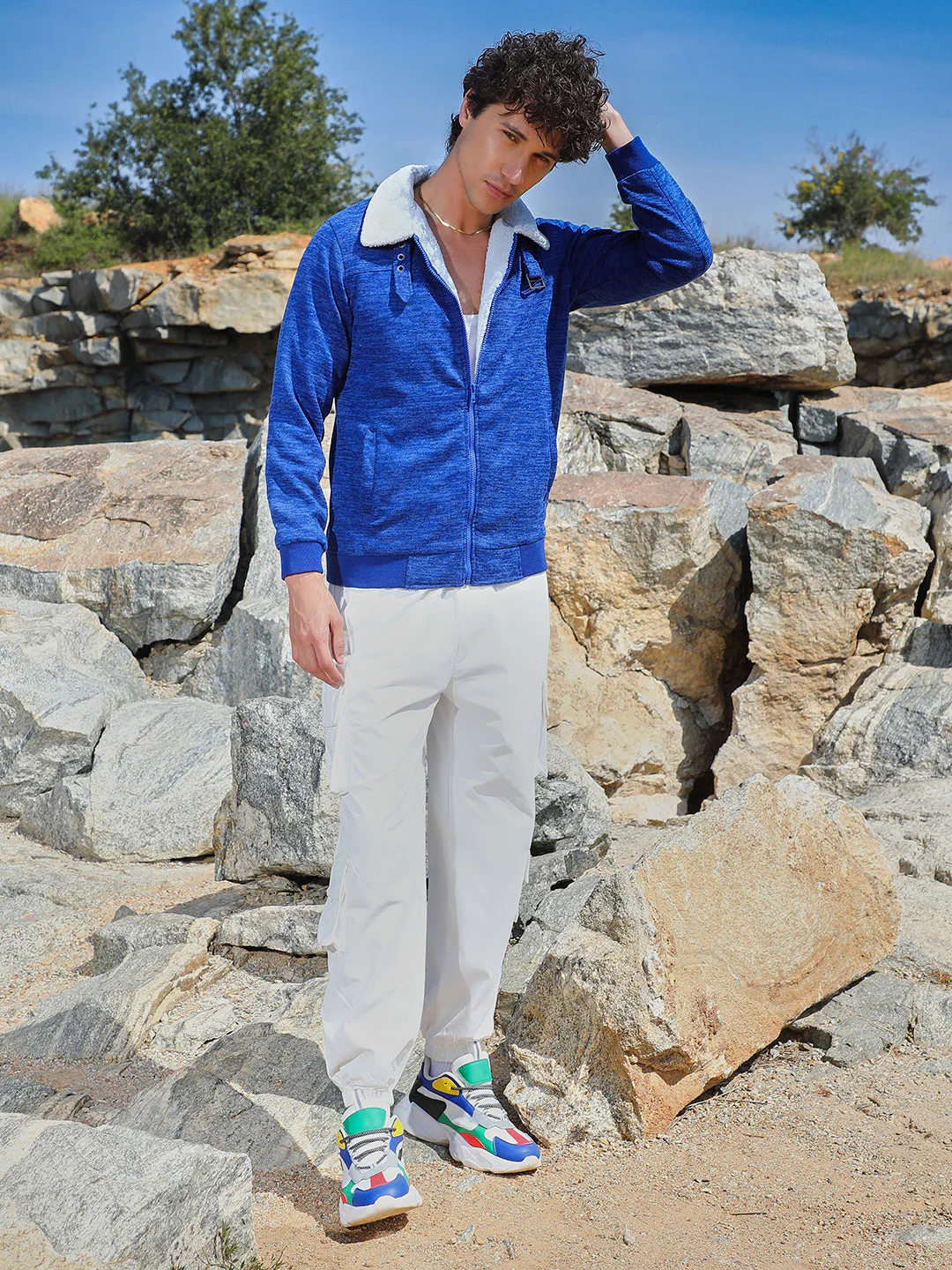 Heathered Jacket With Fleece Detail - Image 9