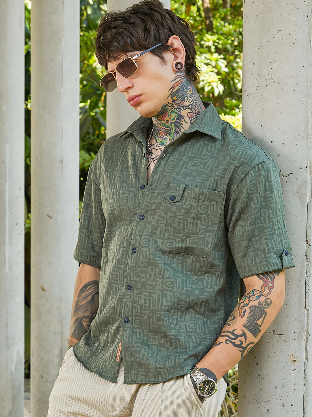 Aztec-Tactile Oversized Shirt