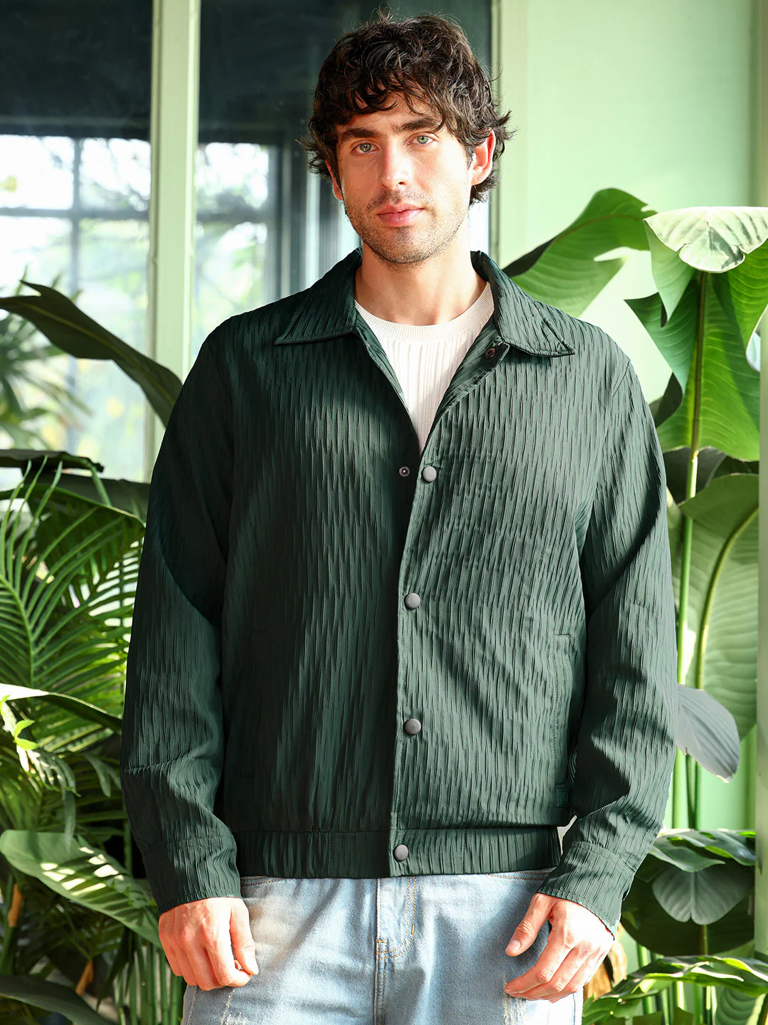 Crease-Tactile Bomber Jacket - Image 2