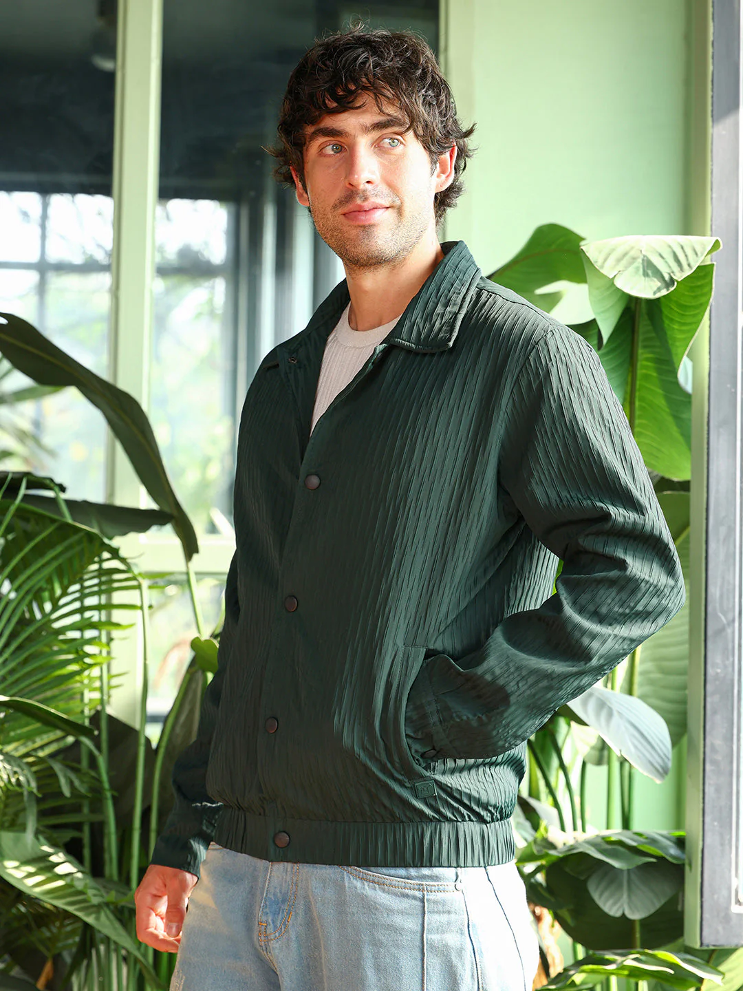Crease-Tactile Bomber Jacket - Image 3