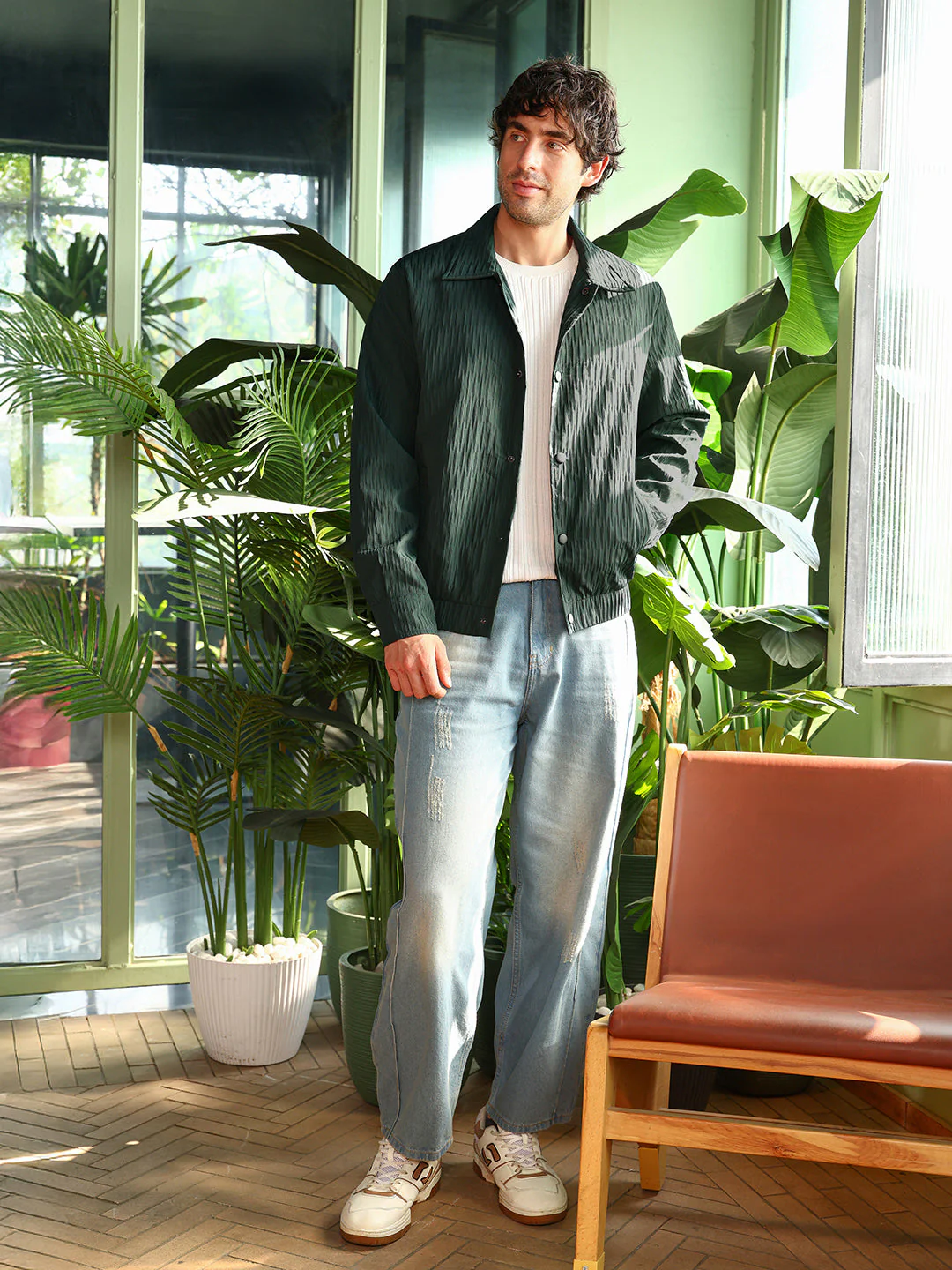 Crease-Tactile Bomber Jacket - Image 5