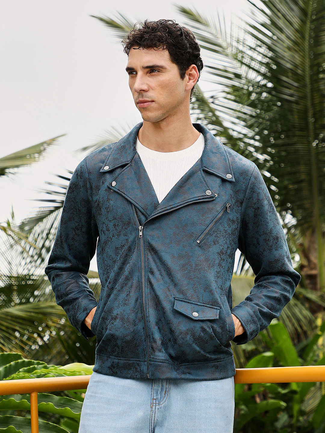 Embossed-Suede Biker Jacket - Image 2
