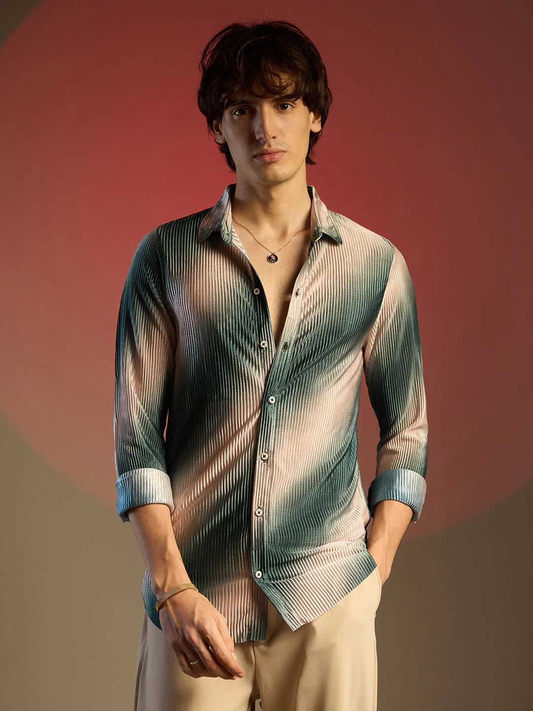 Ombre-Pleated Shirt - Image 2