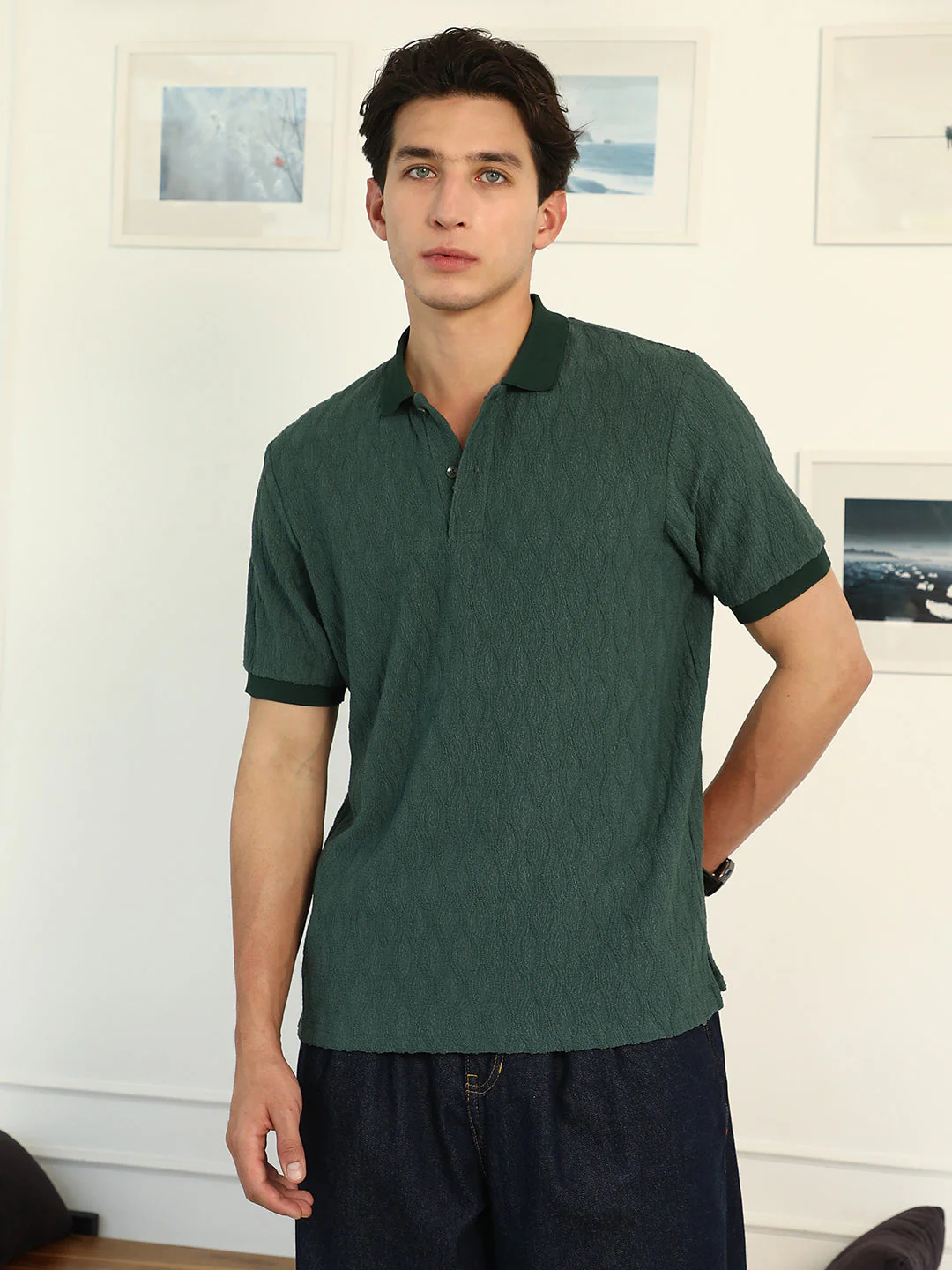 Marquise-Tactile Knit Polo T-Shirt - Image 2