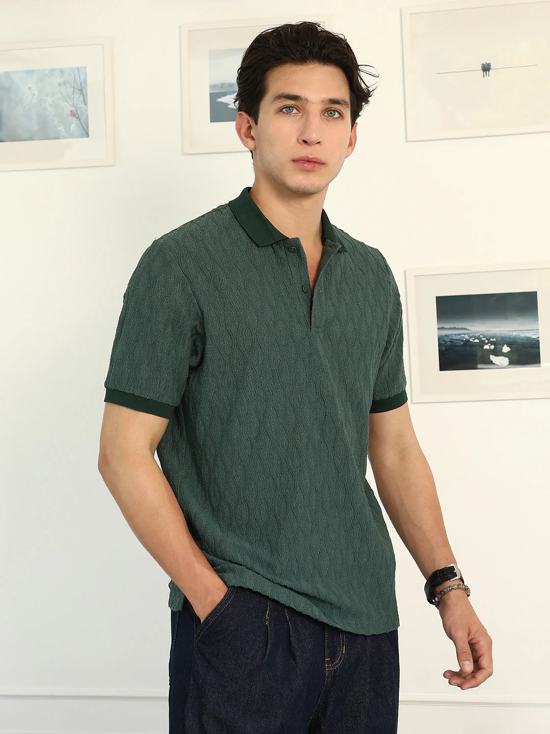 Marquise-Tactile Knit Polo T-Shirt - Image 3