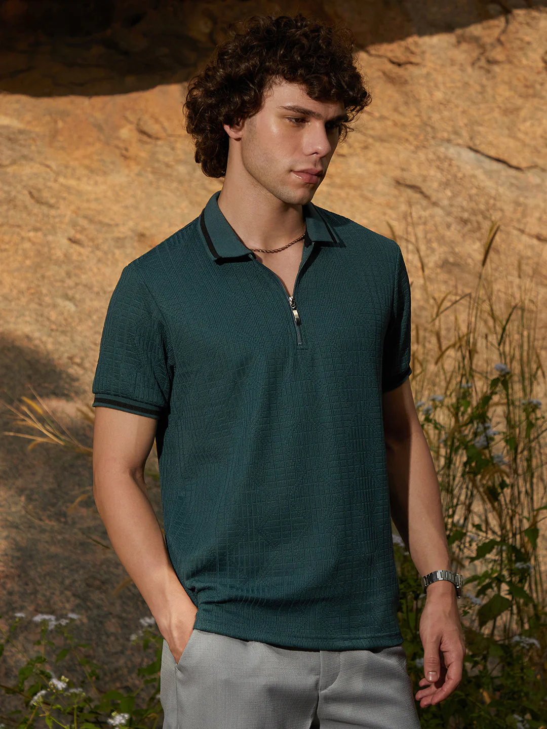 Oblique-Stripe Polo T-Shirt - Image 3