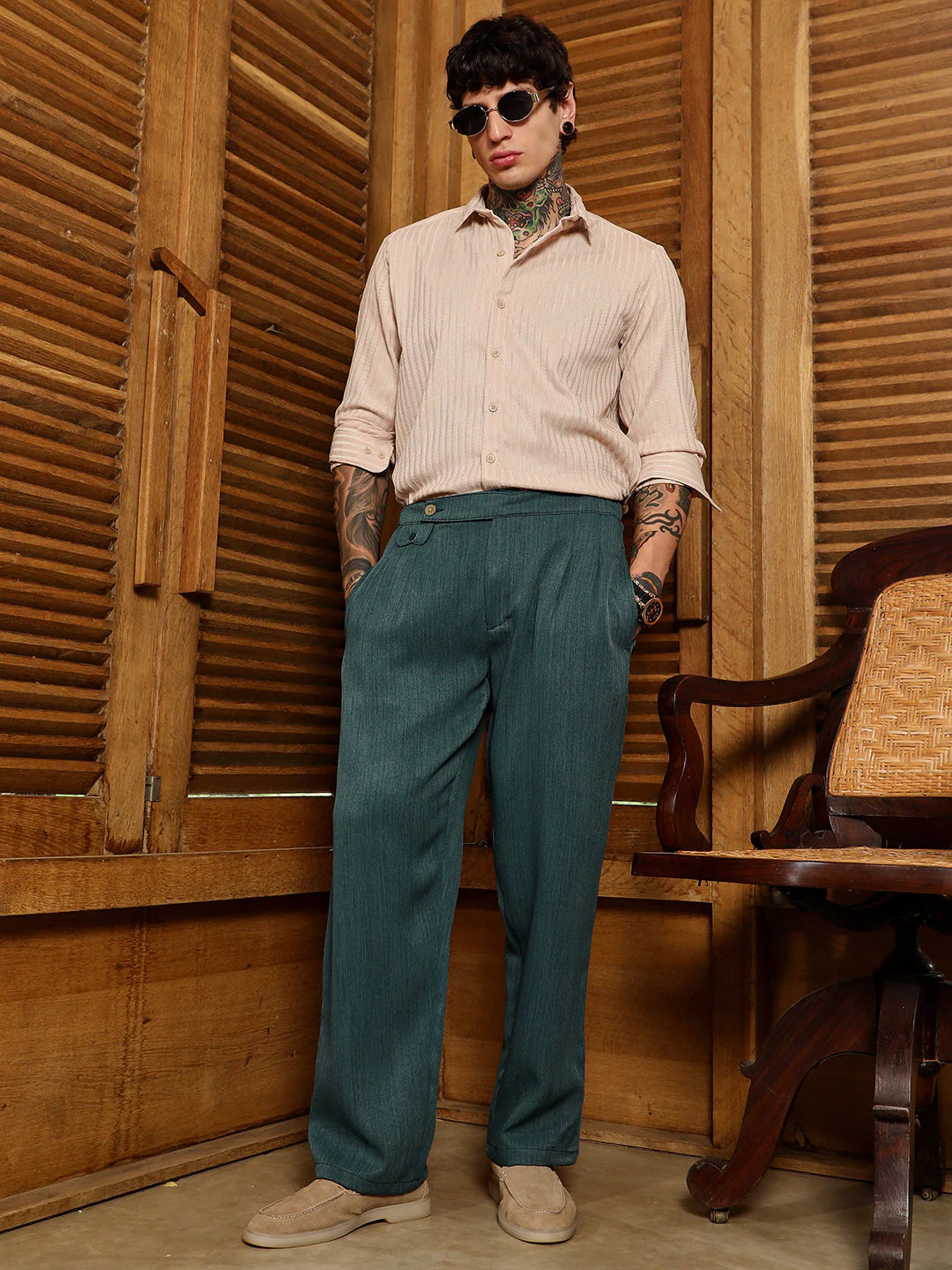 Pleated Extended-Button Trousers - Image 6