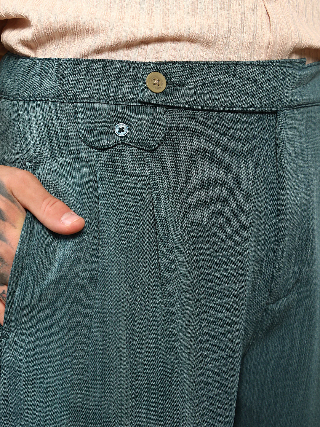 Pleated Extended-Button Trousers - Image 7