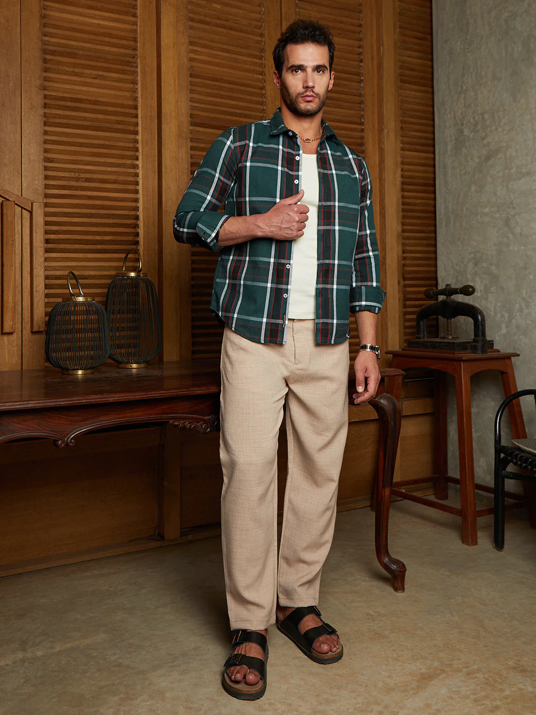 Ribbed-Plaid Relaxed Shirt - Image 5