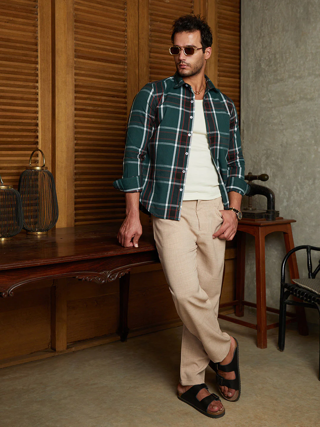 Ribbed-Plaid Relaxed Shirt - Image 6