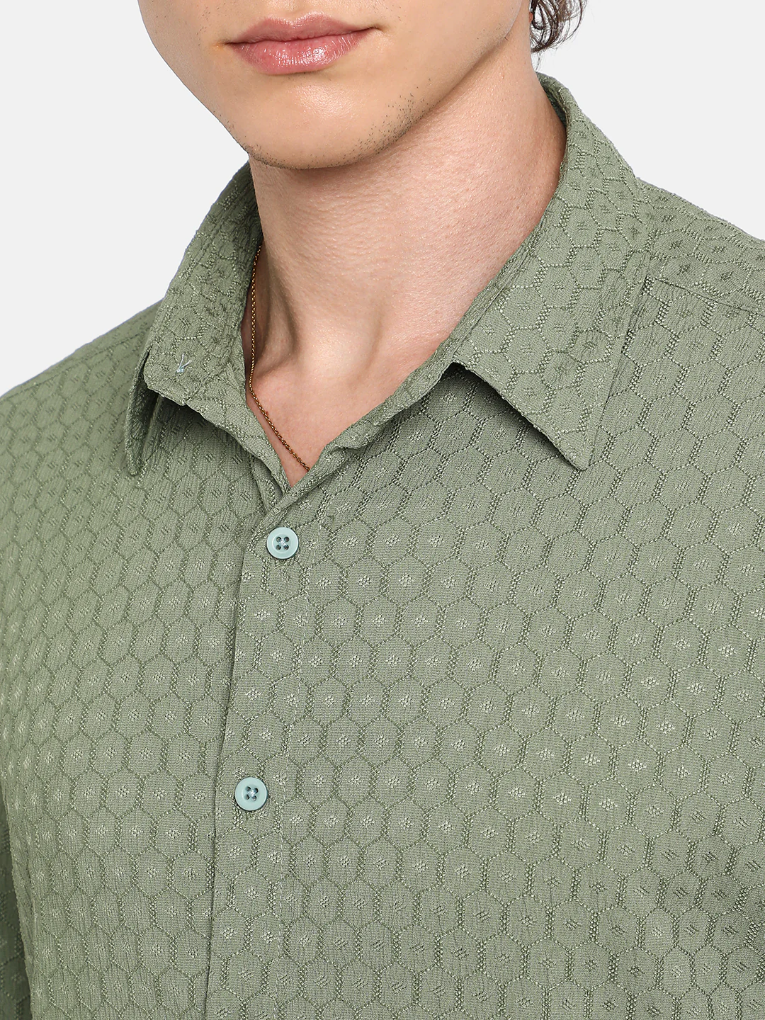 Honeycomb-Textured Oversized Shirt - Image 14