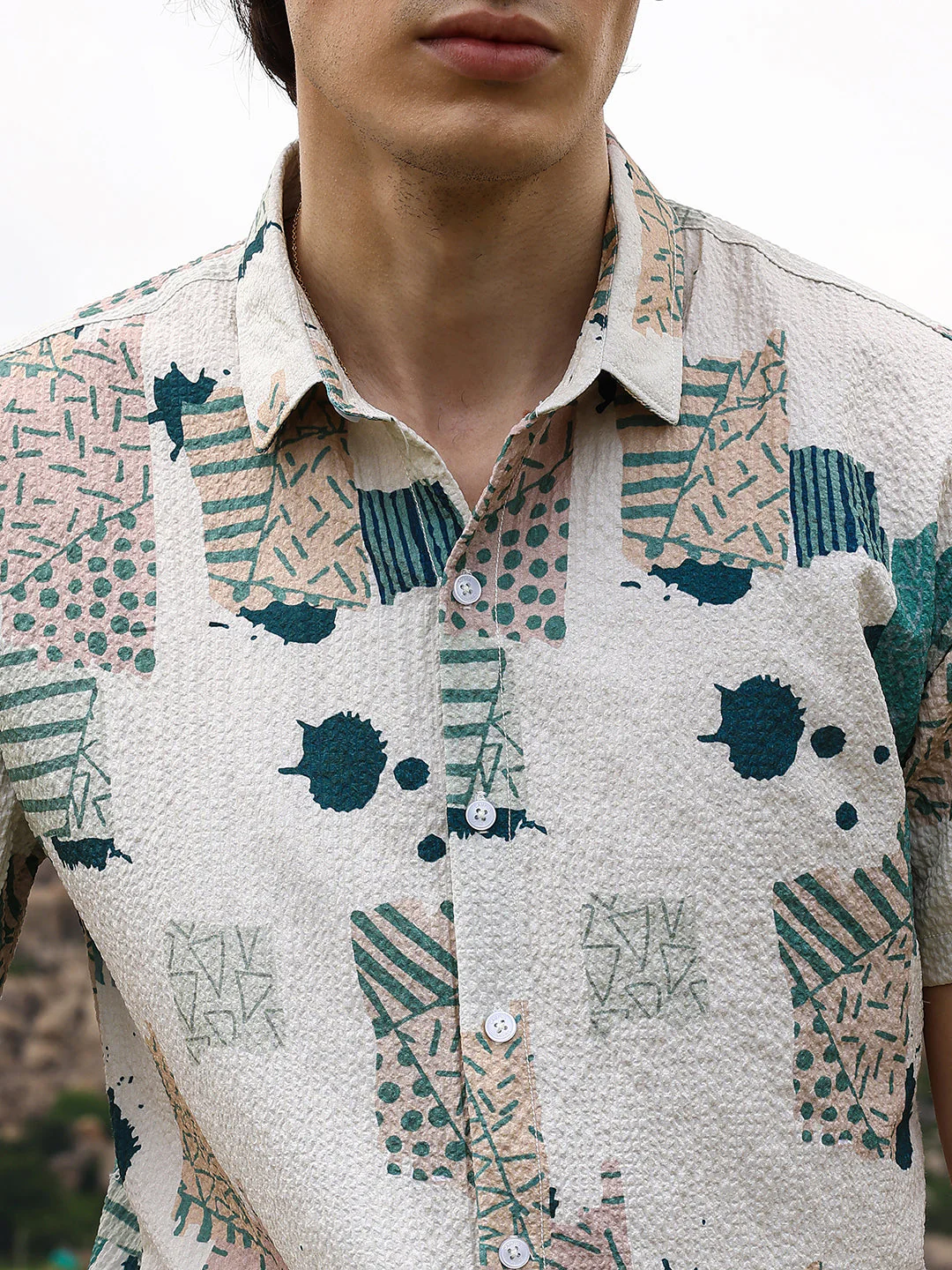 Abstract Seersucker Shirt - Image 7