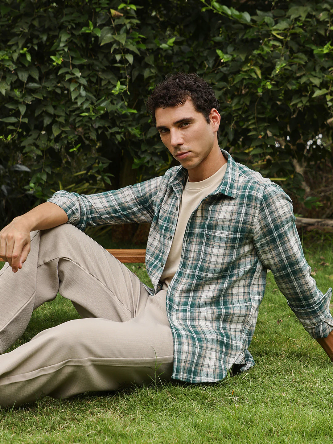 Button-Down Ombre-Plaid Shirt