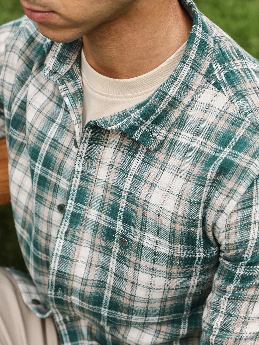 Button-Down Ombre-Plaid Shirt - Image 7