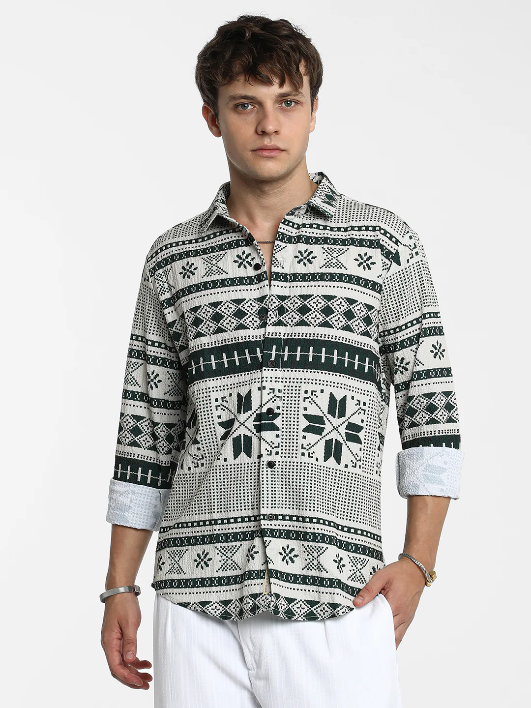 Geometric Seersucker Shirt - Image 9