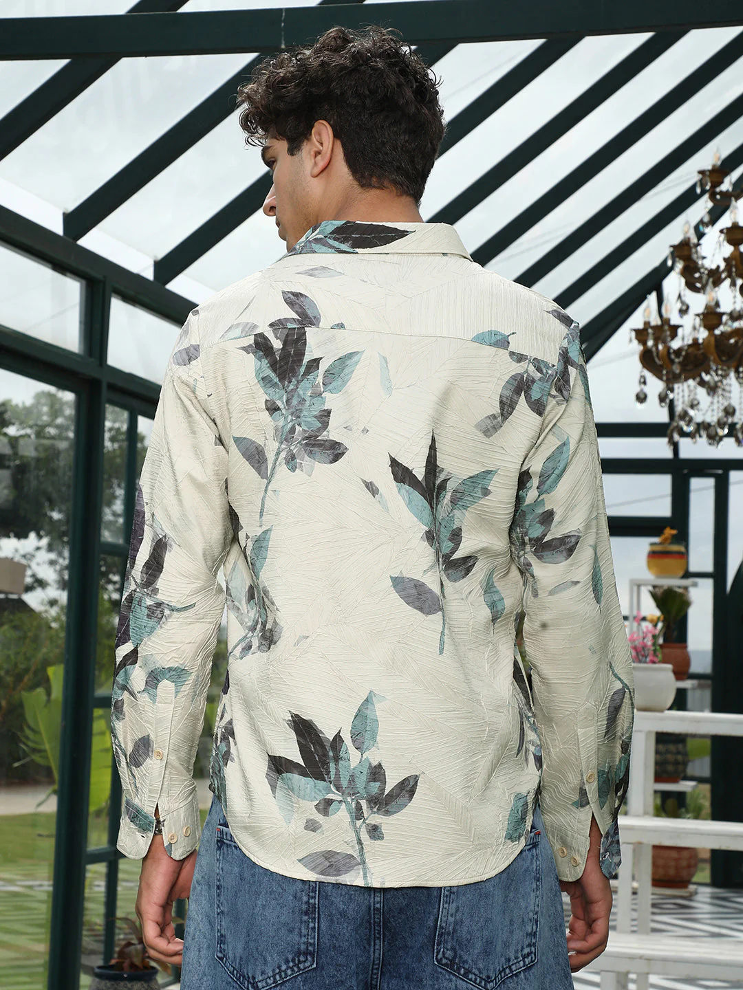 Imprinted Foliage Textured Shirt - Image 4