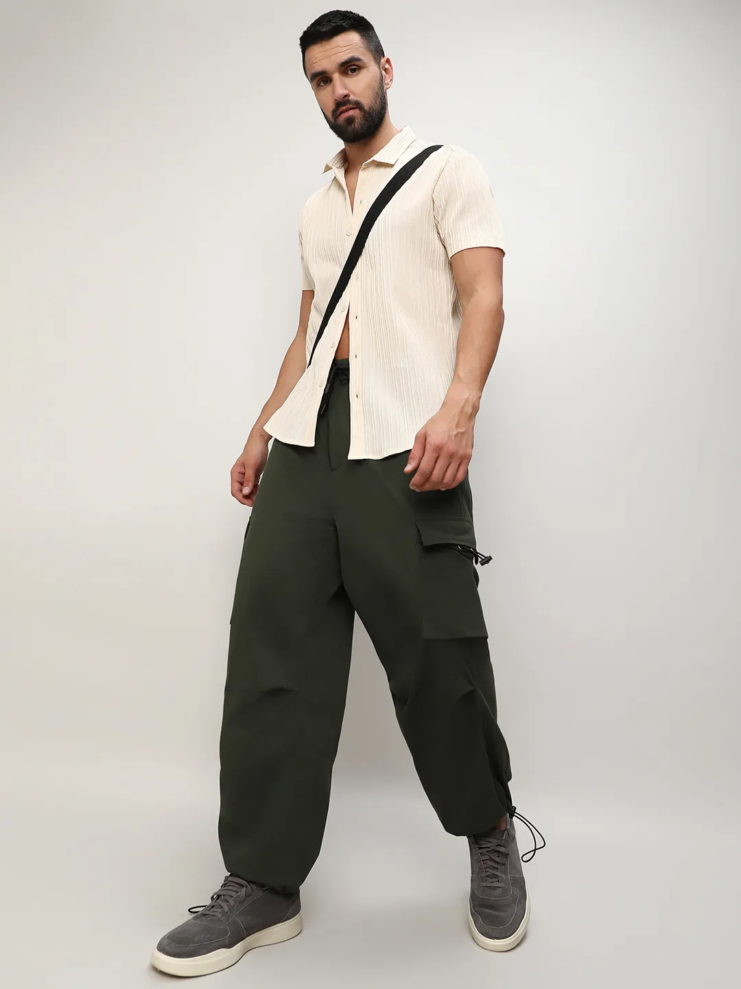 Solid Cargo Parachute Trousers - Image 8