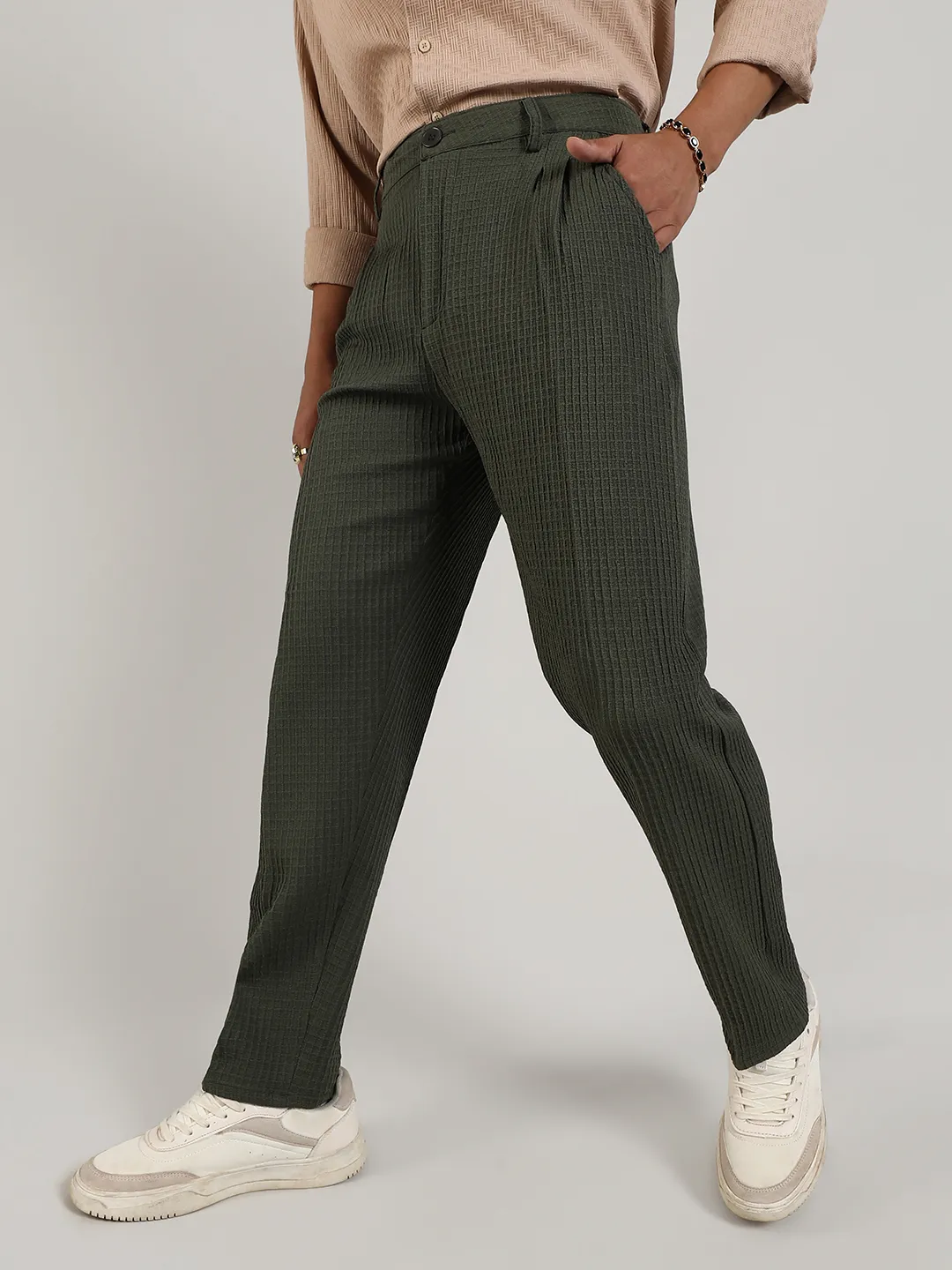 Lightweight - Textured Graph Check Trousers - Image 3