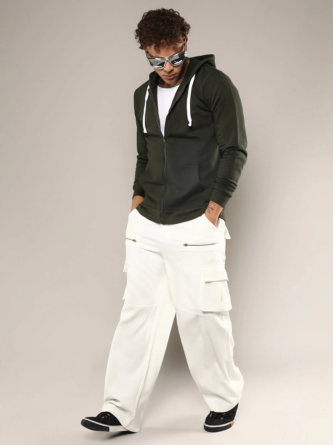 Zip-Front Hoodie With Contrast Drawstring - Image 6