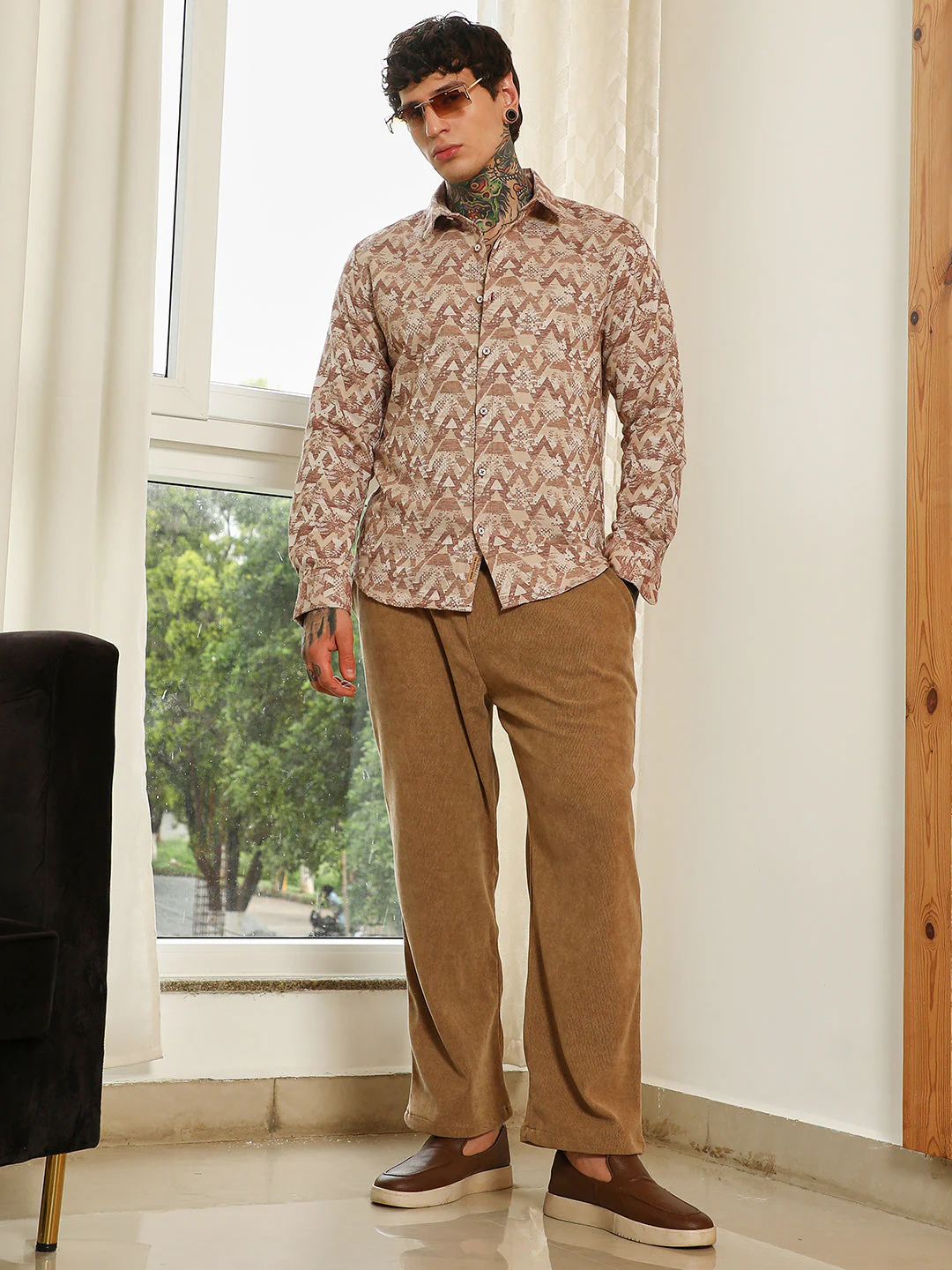 Geometric Pattern Cotton Blend Full Sleeve Shirt - Image 6