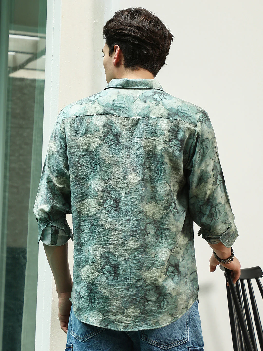 Green Floral Print Full Sleeve Shirt - Image 4