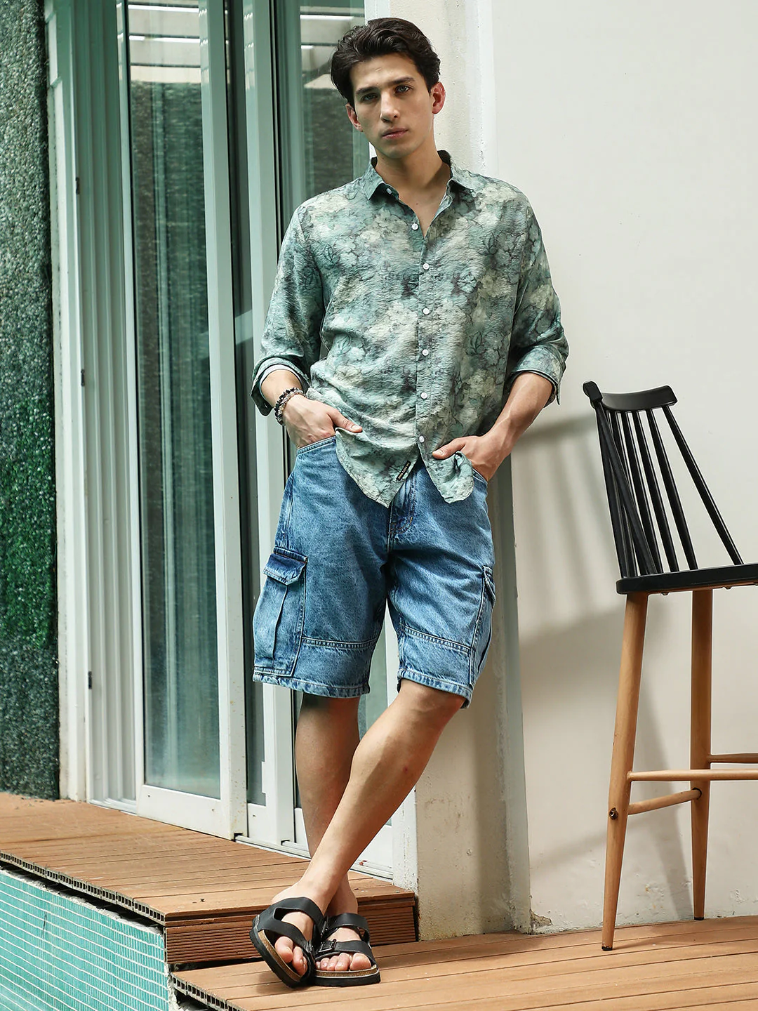 Green Floral Print Full Sleeve Shirt - Image 5