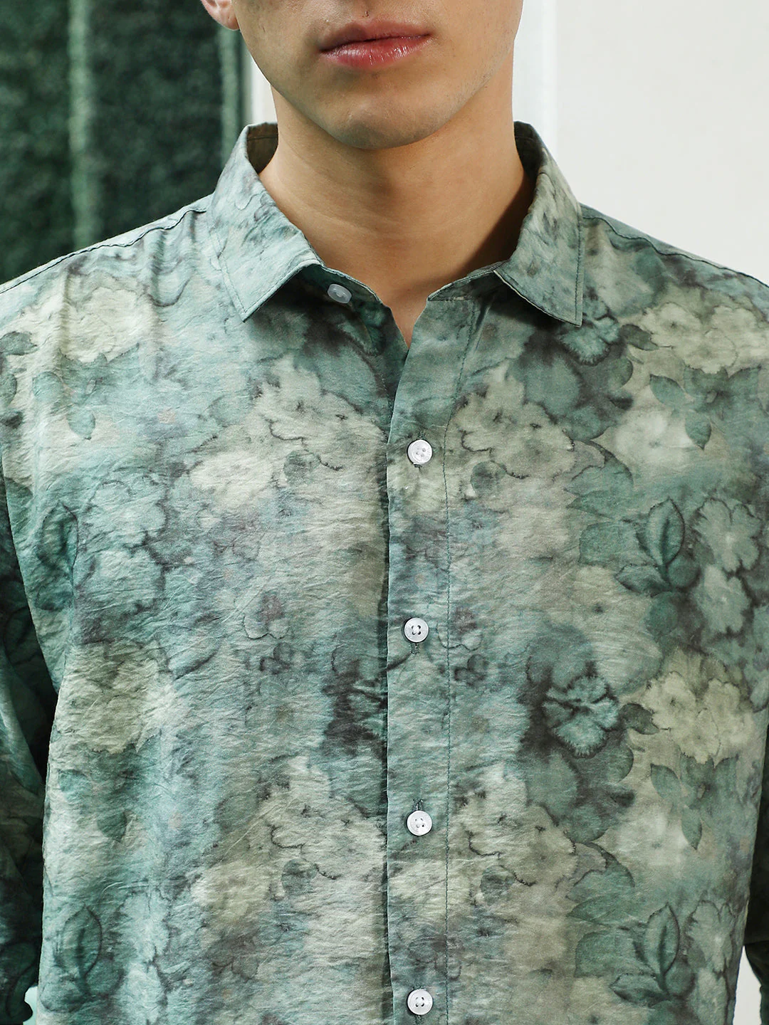 Green Floral Print Full Sleeve Shirt - Image 7