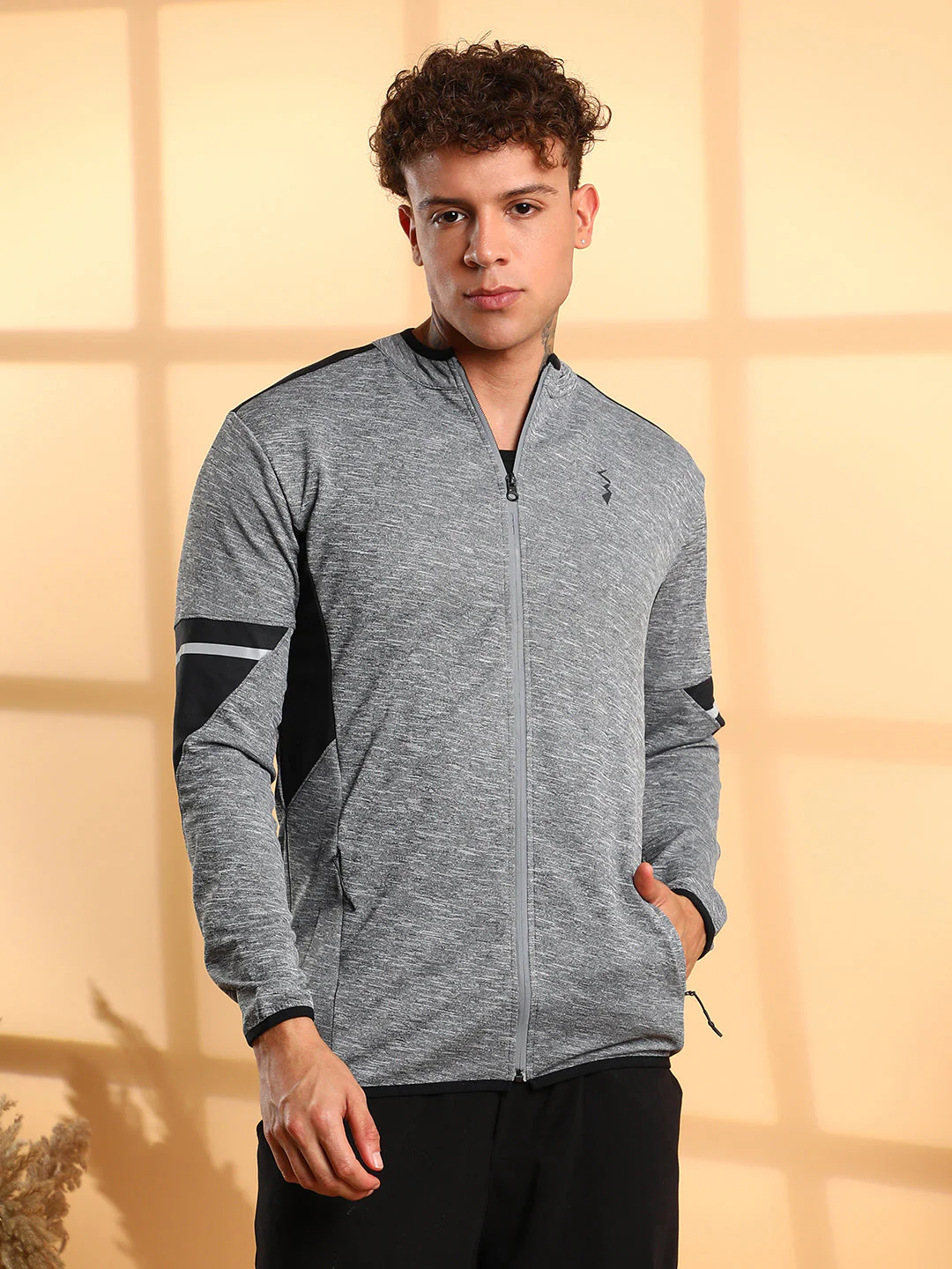 Heathered Activewear Jacket With Contrast Detail - Image 3