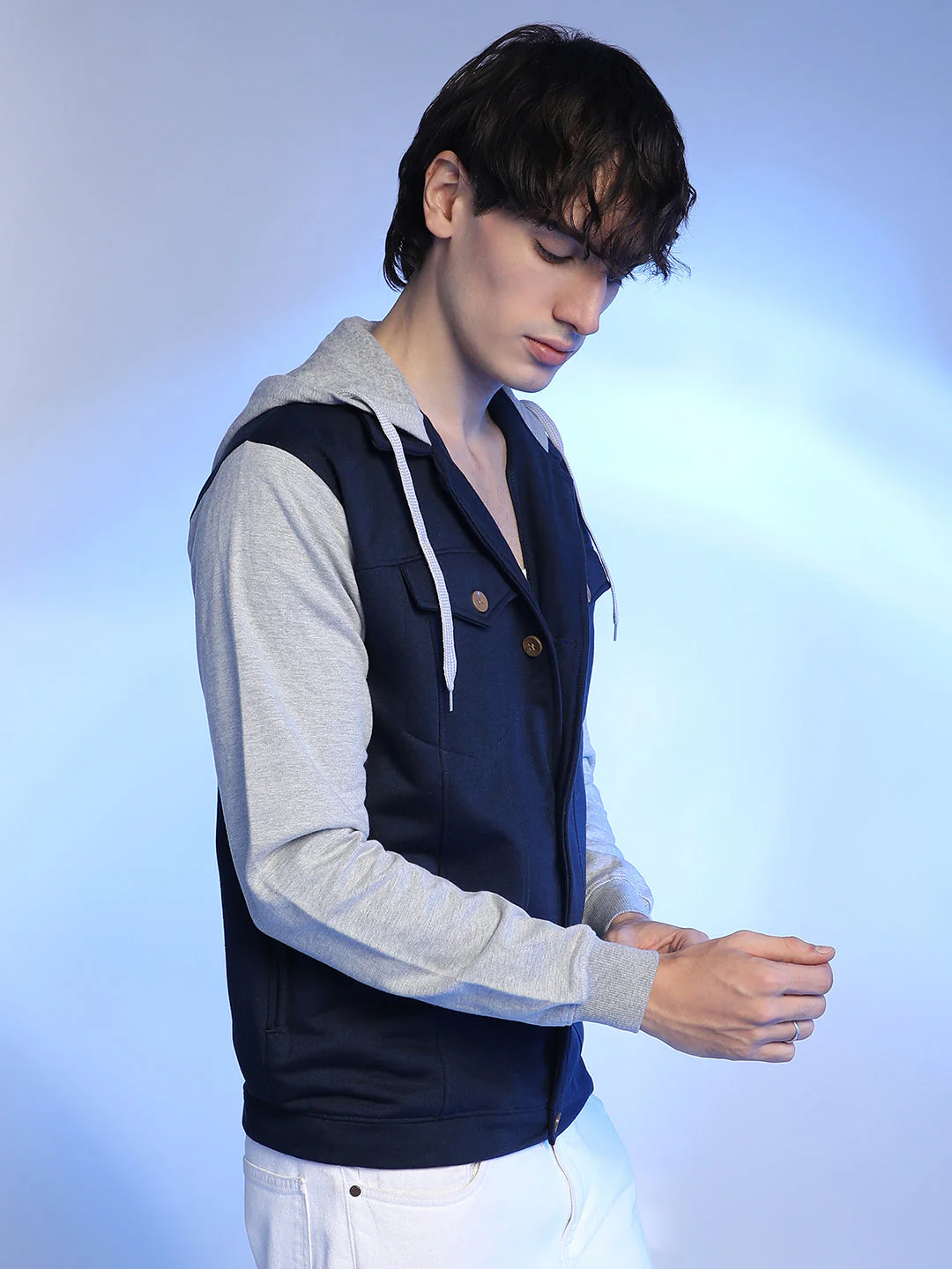 Button-Front Jacket With Contrast Detail - Image 3