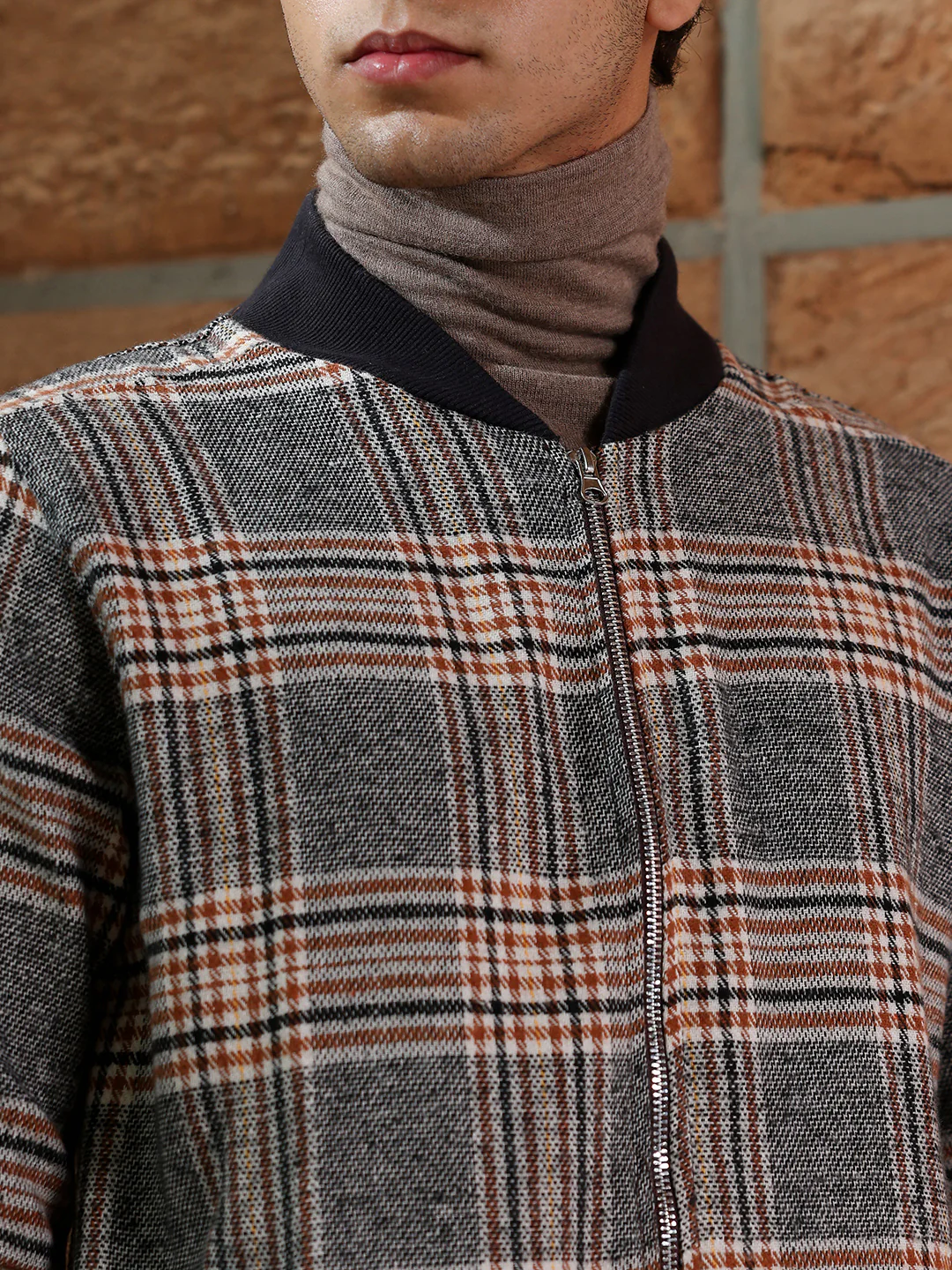 Tartan Plaid Jacket With Ribbed Hem - Image 14