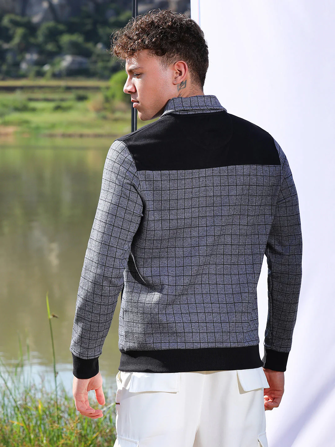 Zip-Front Graph Checkered Jacket - Image 4