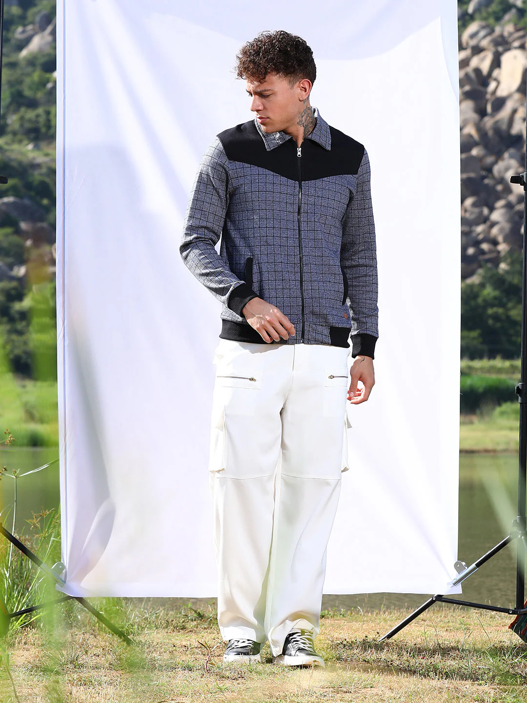 Zip-Front Graph Checkered Jacket - Image 5