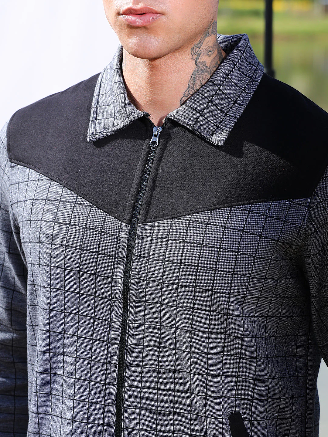 Zip-Front Graph Checkered Jacket - Image 7