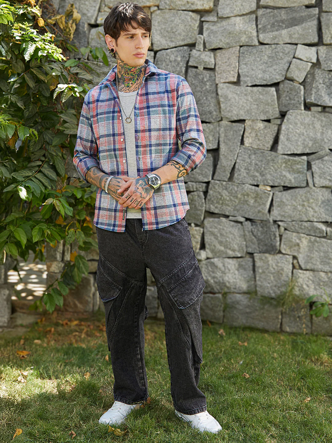 Ribbed-Plaid Relaxed Shirt - Image 6