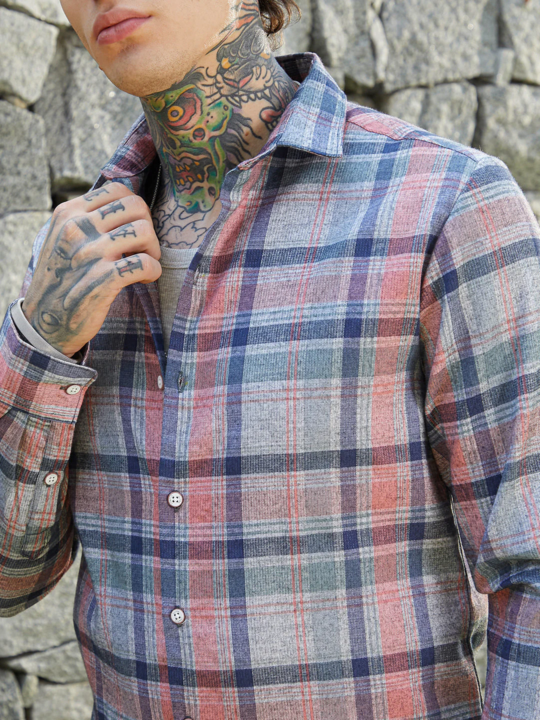 Ribbed-Plaid Relaxed Shirt - Image 7