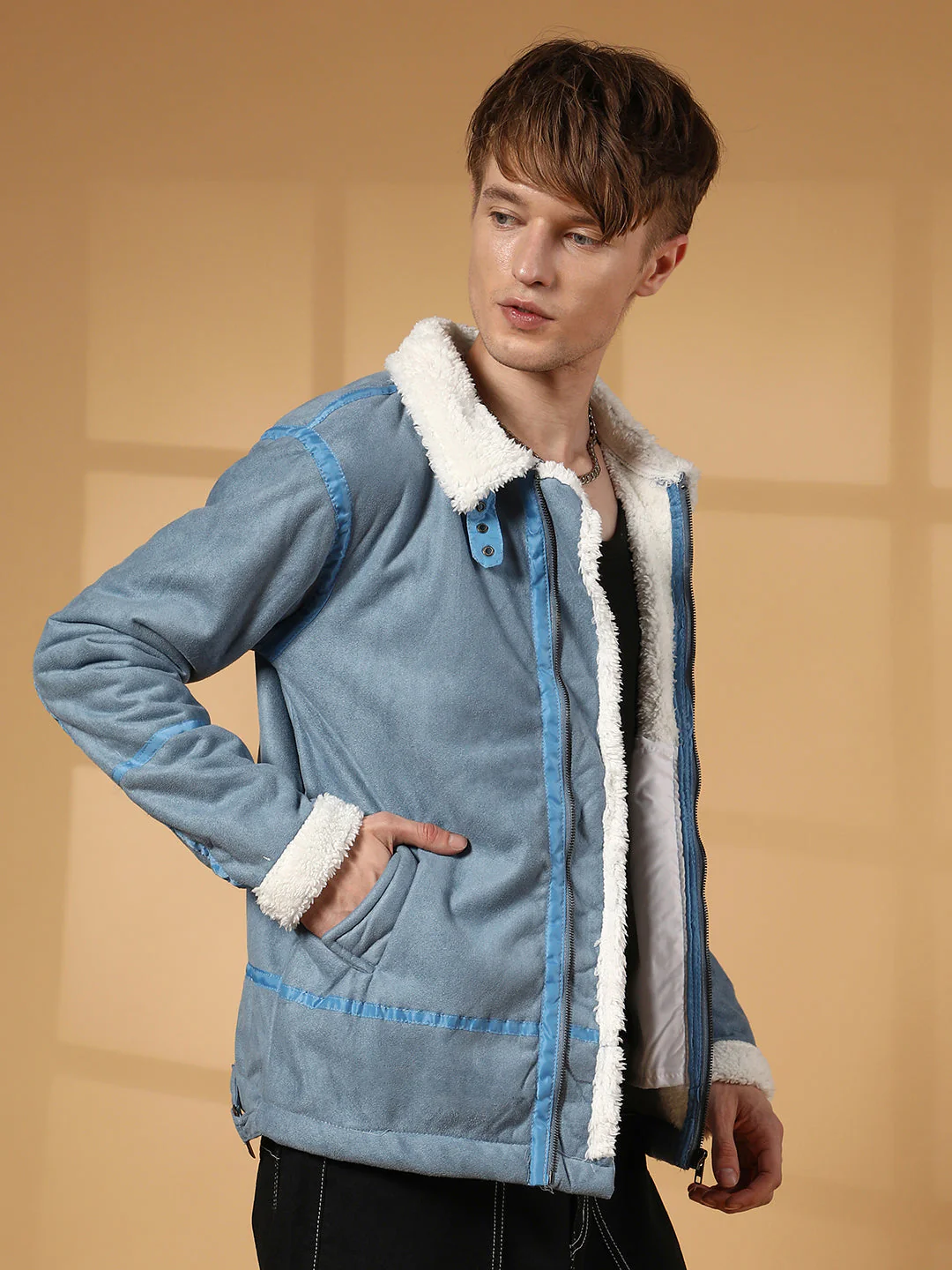 Fleece-Lined Biker Jacket - Image 3