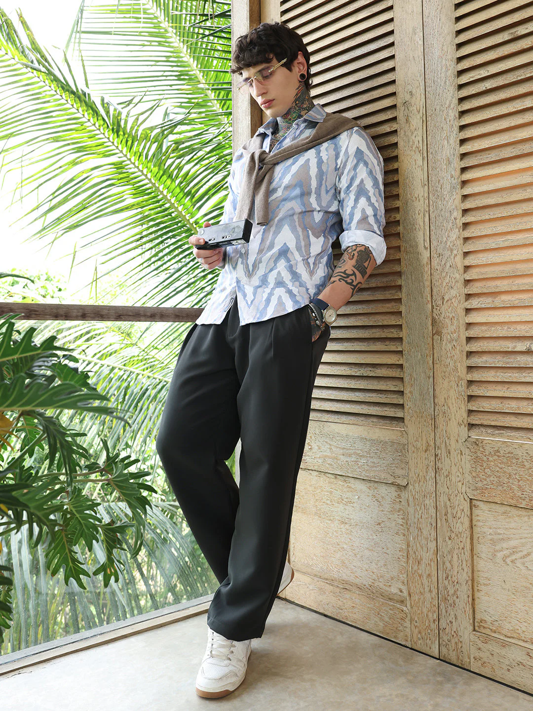 Pastel-Geometric Jacquard Shirt - Image 6