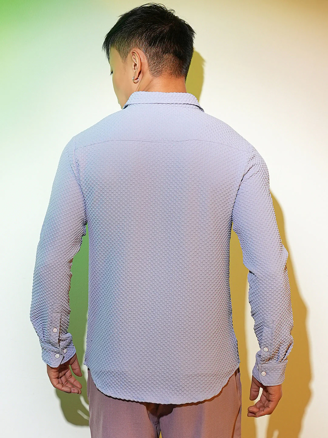 Embossed Micro Check Shirt - Image 4