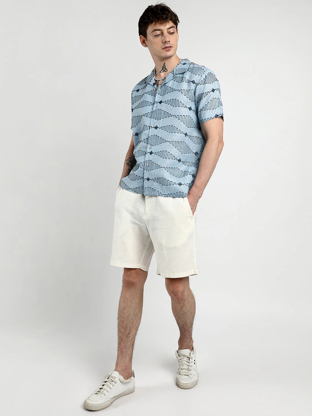 Embroidered Geometric-Lined Shirt - Image 5