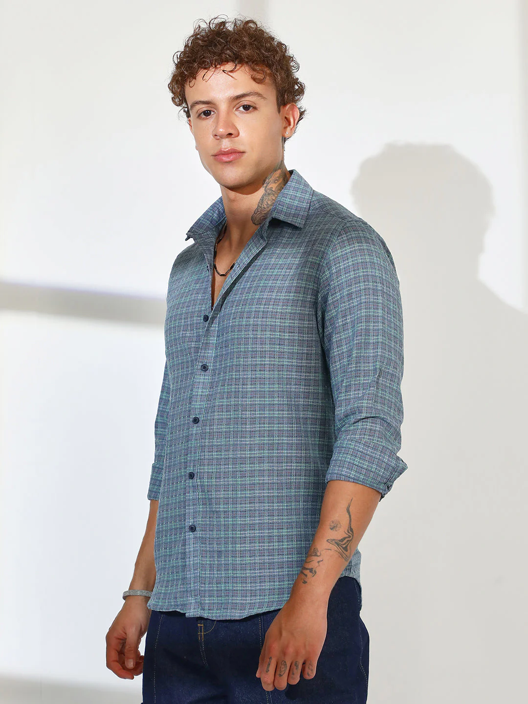 Micro-Tartan Plaid Shirt - Image 3
