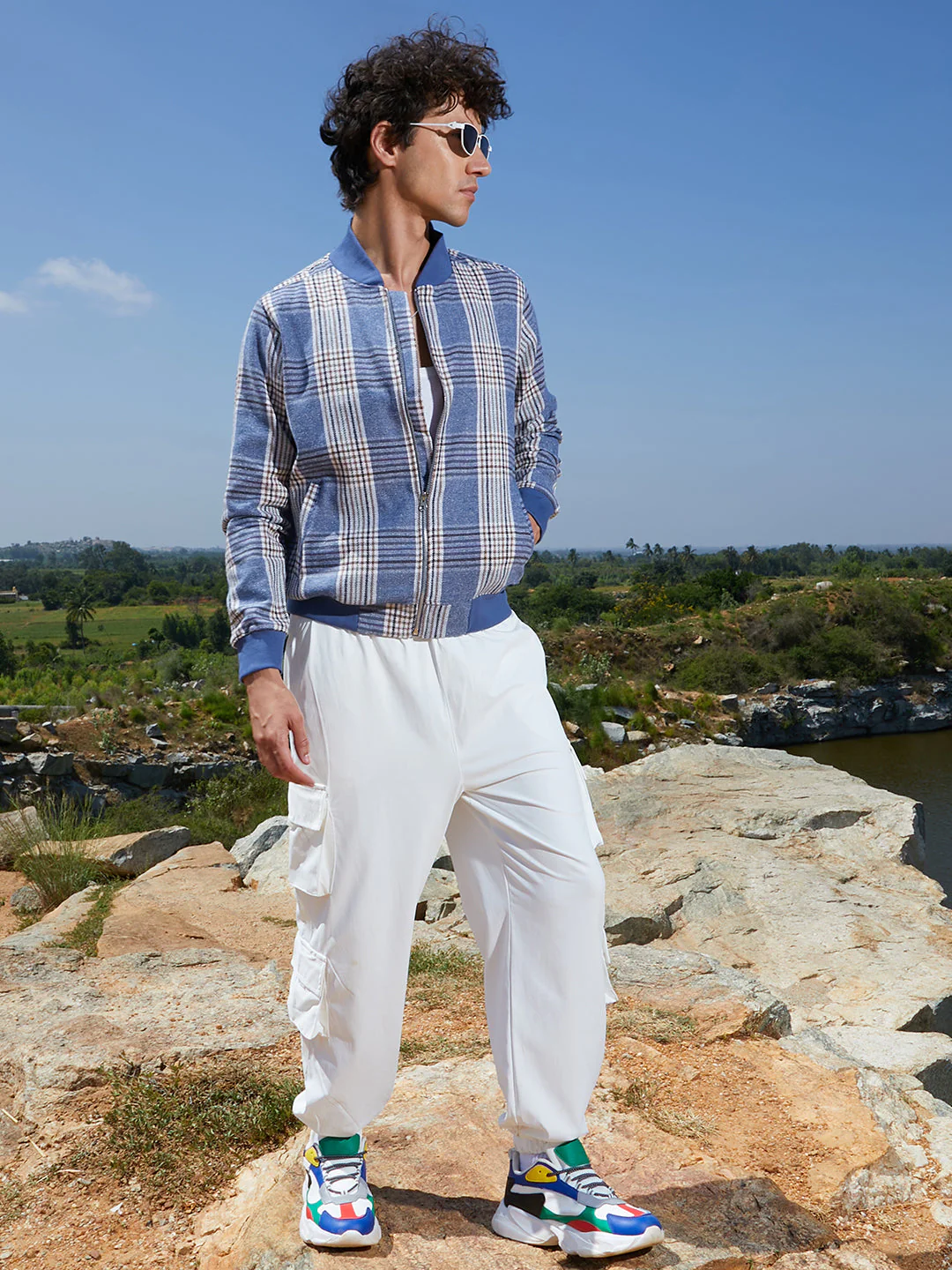 Tartan Plaid Jacket With Ribbed Hem - Image 6