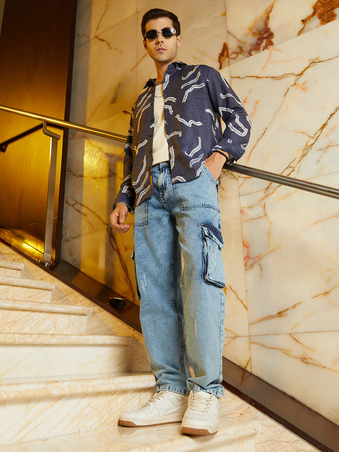 Acid-Wash Carpenter Denim Jeans - Image 6