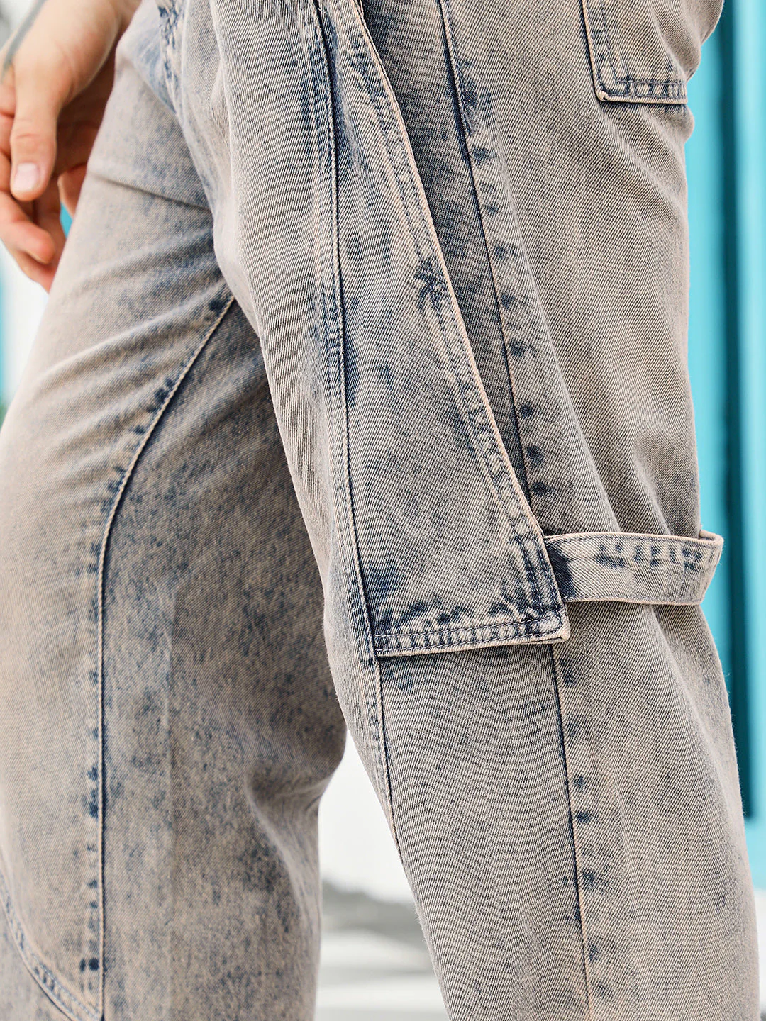 Acid-Wash Panelled Denim Jeans - Image 8
